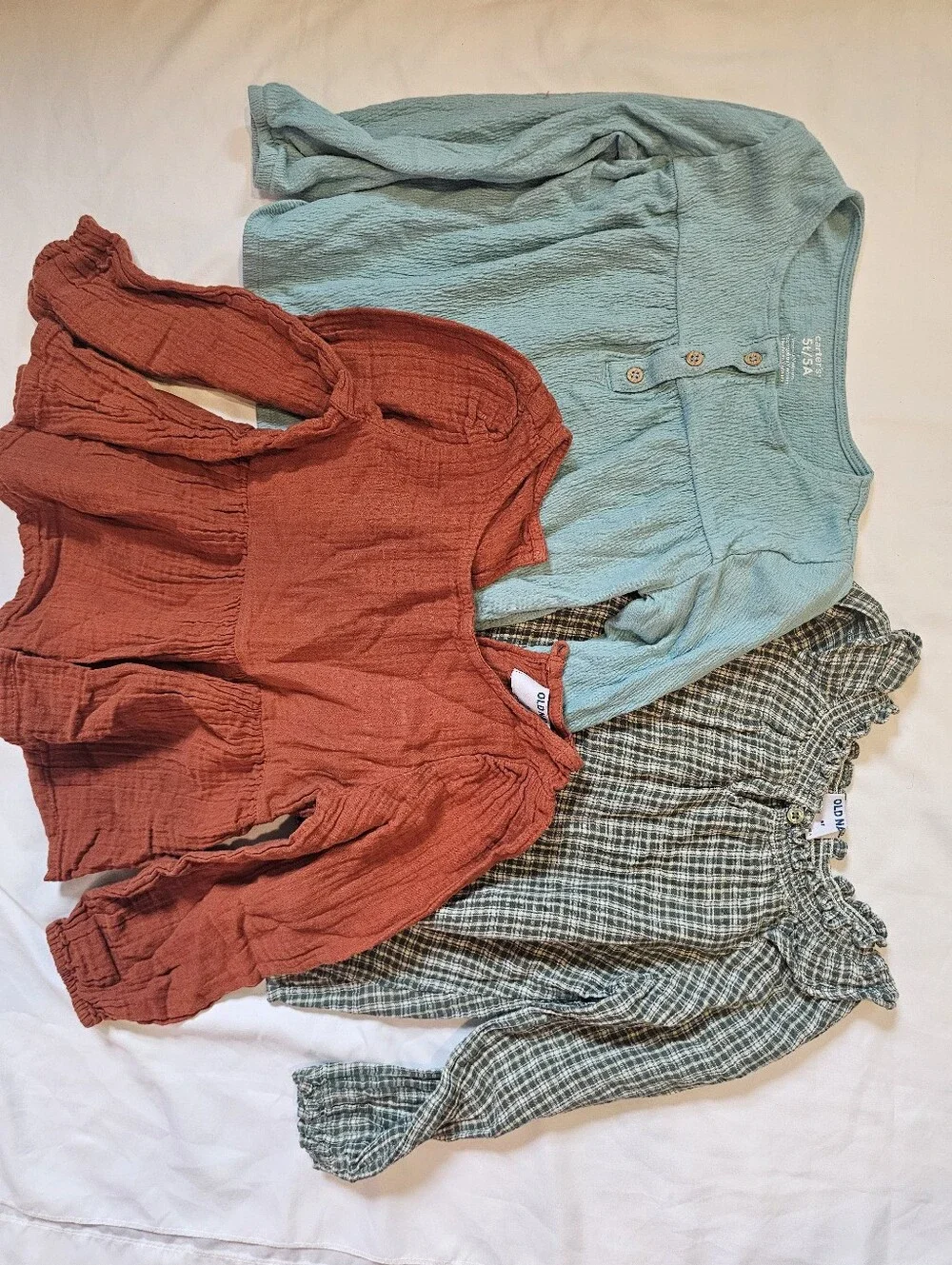 Set Of Three Gauzy Fall Girls Long Sleeve Tops- Old Navy Carter's- 5T
